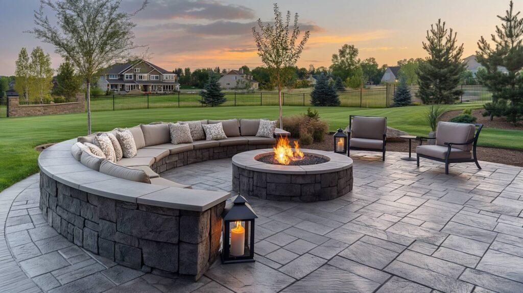 Concrete patio installation in Tulsa with cobblestone stamp